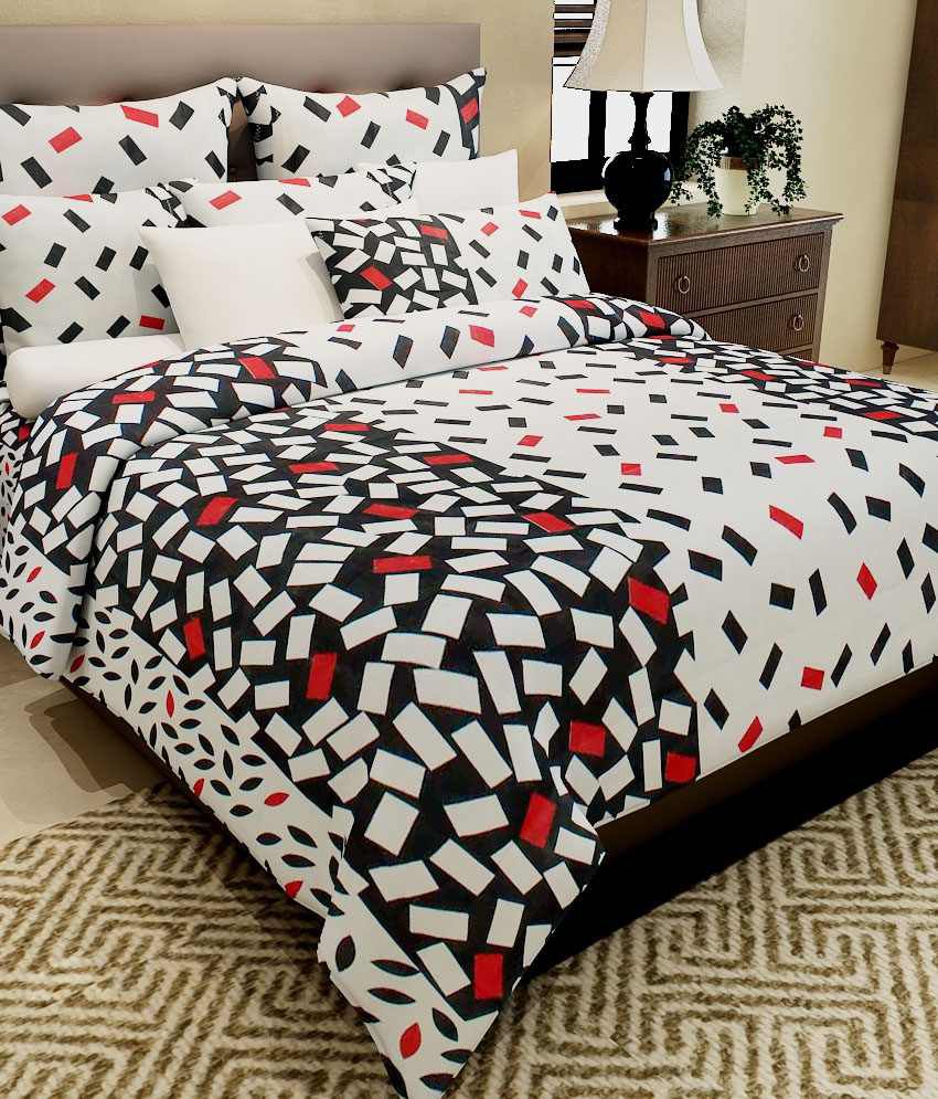     			Home Candy Multi-colour Abstract Cotton Double Bedsheet With 2 Pillow Cover