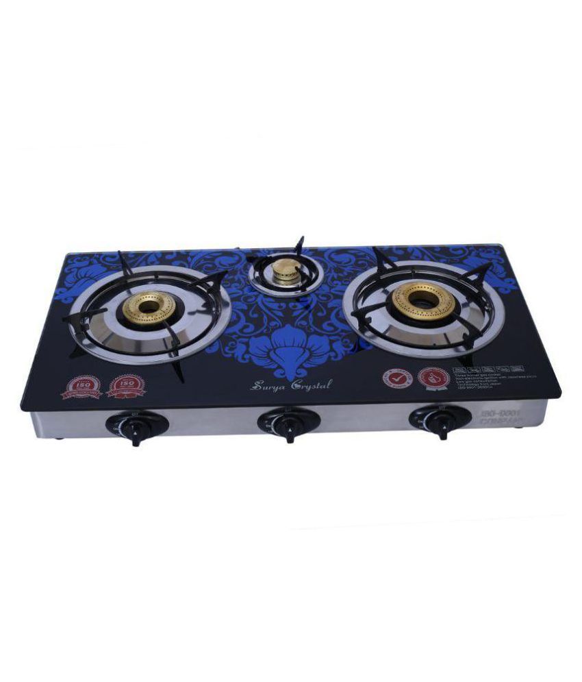 surya aksh 3 burner glass top price