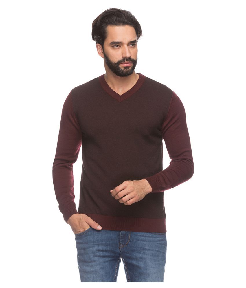 Raymond Maroon V Neck Sweater - Buy Raymond Maroon V Neck Sweater Online at Best Prices in India 