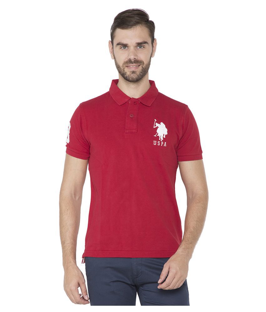U.S. Polo Assn. Red Regular Fit Polo T Shirt - Buy U.S. Polo Assn. Red ...