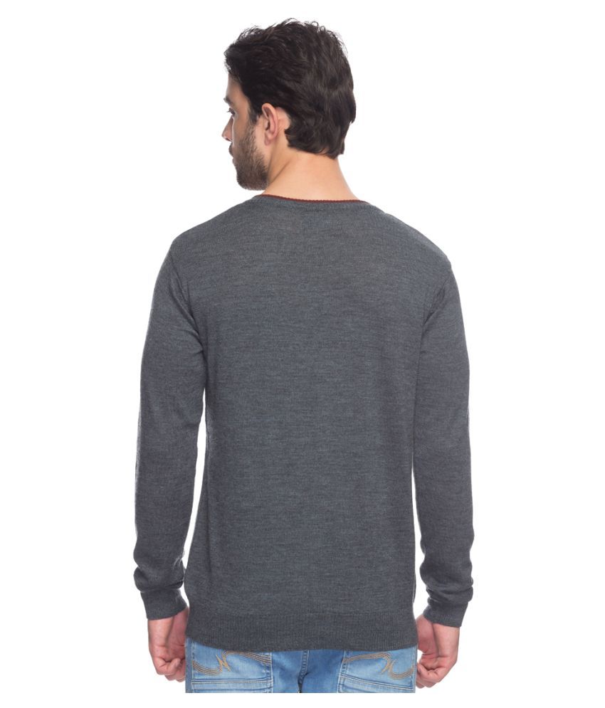 dark grey v neck sweater