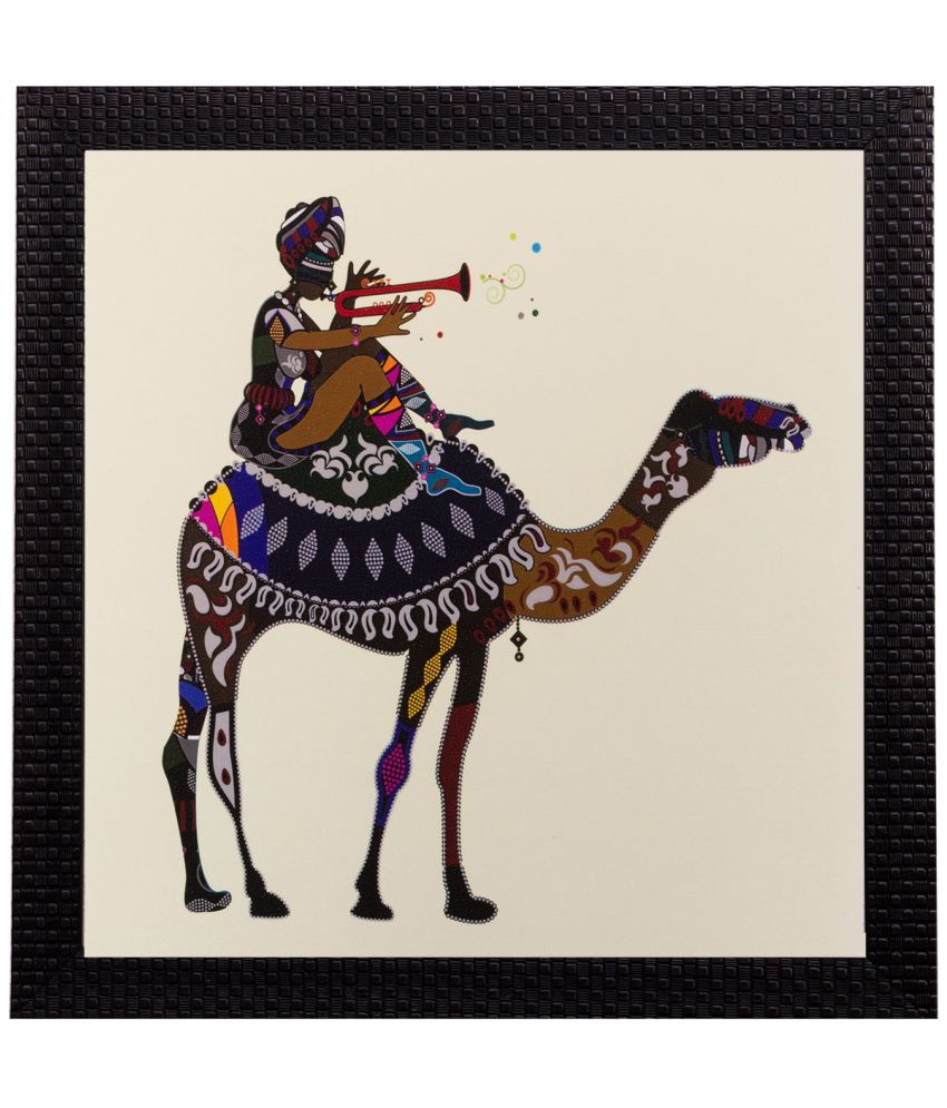     			eCraftIndia Multicoloured Villager on Camel Matt Texture Framed Artwork