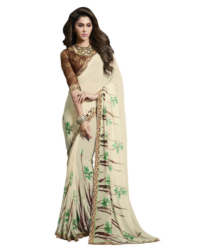     			Shaily Brown and Beige Georgette Saree