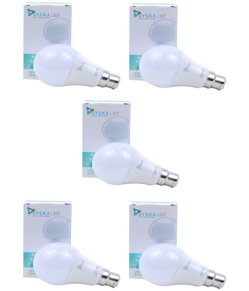     			Syska 9W LED Bulbs Cool Day Light - Pack of 5