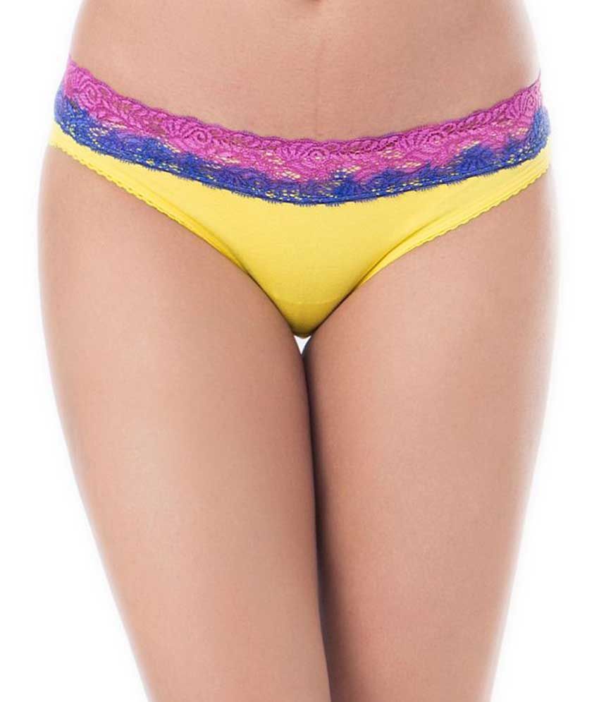 Buy PrettySecrets Yellow Cotton Bikini Panties Online at Best Prices in