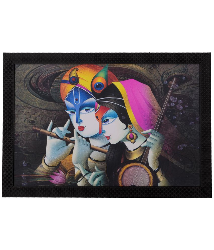     			eCraftIndia Multicoloured Radha Krishna Satin Matt Texture Framed Wall Art