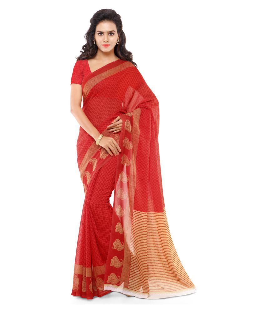 Anand Sarees Red Bhagalpuri Silk Saree Buy Anand Sarees Red Bhagalpuri Silk Saree Online At 2423