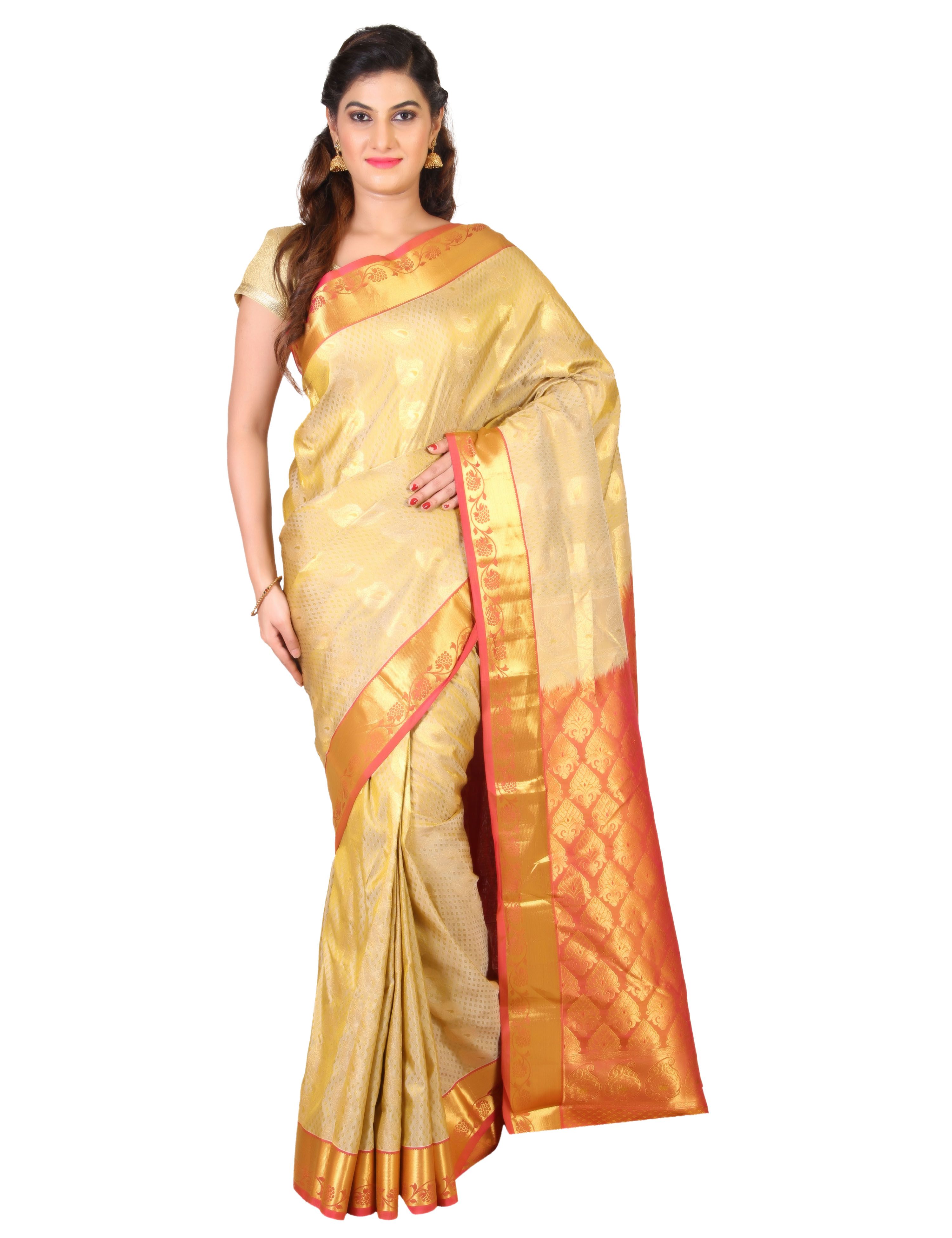 The Chennai Silks Beige Kanchipuram Saree Buy The Chennai Silks Beige