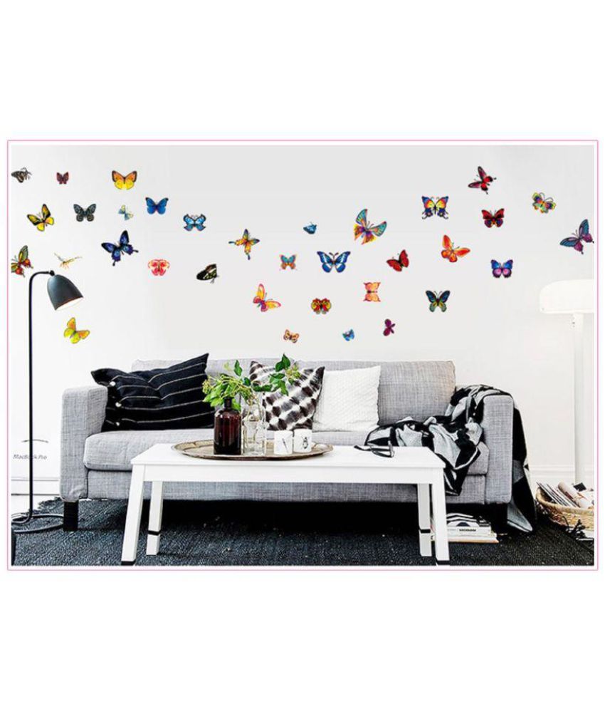     			Jaamso Royals Butterfly Multicolour PVC Multicolour Wall Stickers