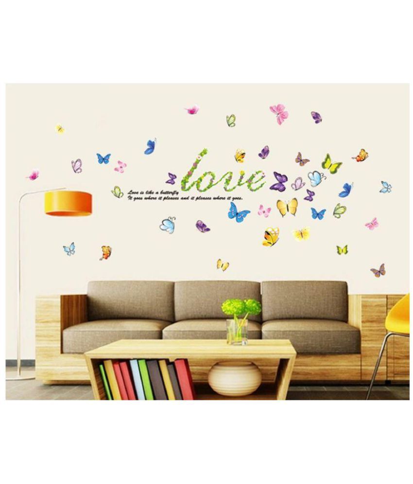     			Jaamso Royals Multi Color 3D Butterflies PVC Multicolour Wall Stickers