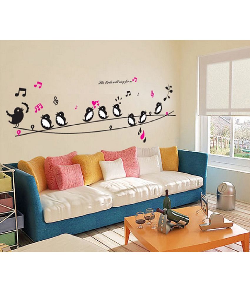     			Jaamso Royals Singing Birds PVC Multicolour Wall Sticker - Pack of 1