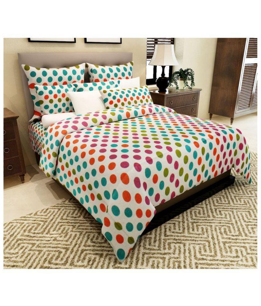 Home Castle Double Cotton Multicolor Polka Bed Sheet Buy Home Castle Double Cotton Multicolor