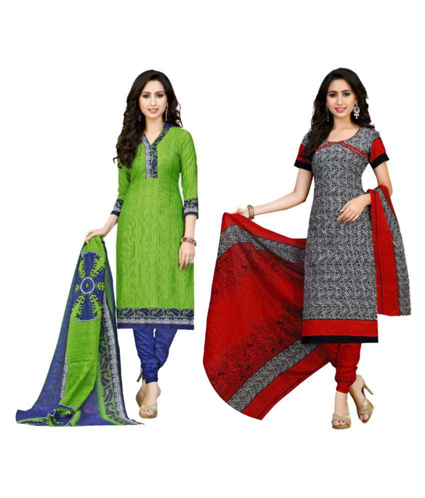 Sahari Designs Multicoloured Cotton Dress Material - Buy Sahari Designs ...