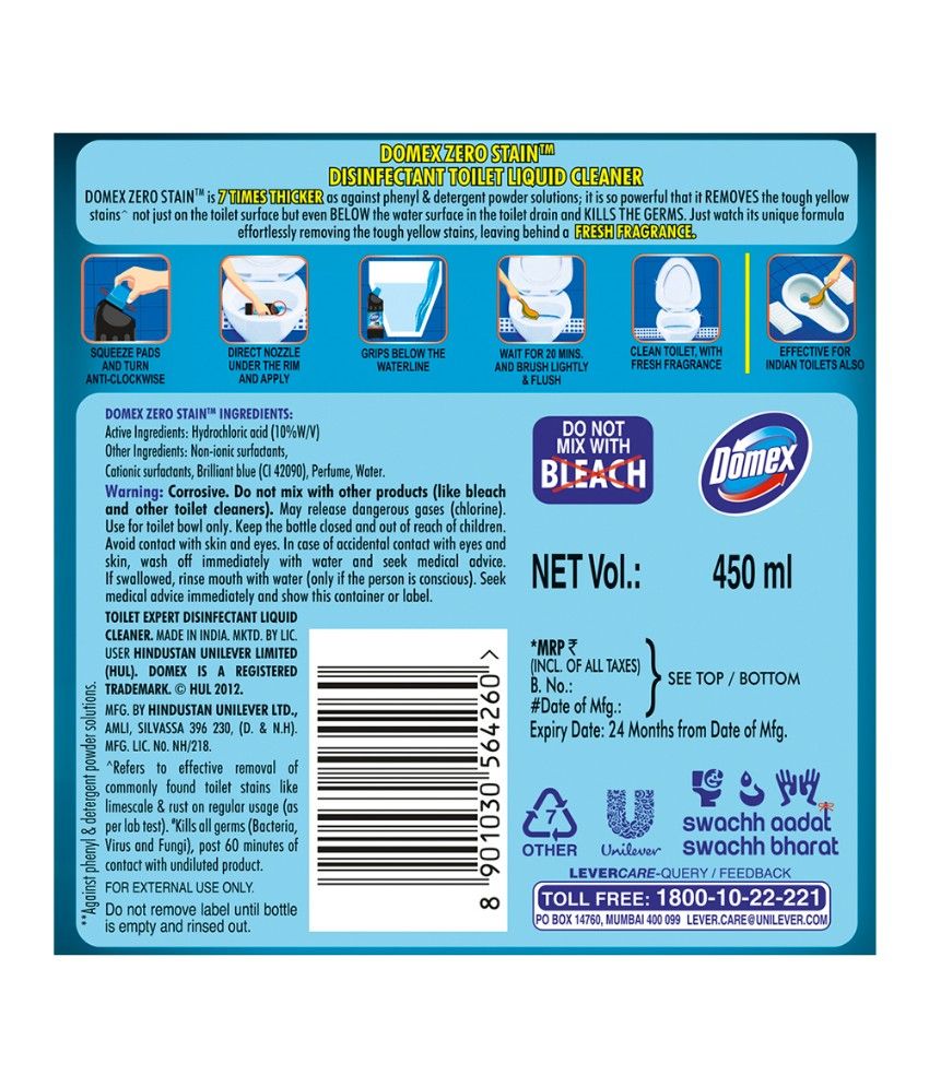 Domex Zero Stain Toilet Cleaner Blue 450 Ml Buy Domex Zero Stain Toilet Cleaner Blue 450 Ml