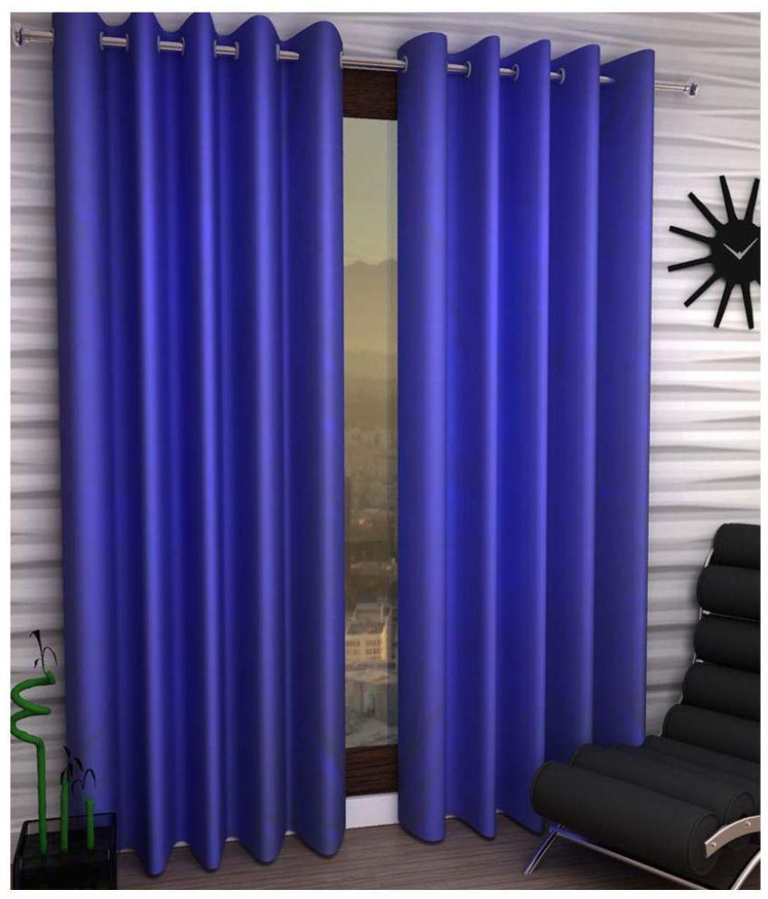     			Tanishka Fabs Semi-Transparent Curtain 5 ft ( Pack of 2 ) - Blue