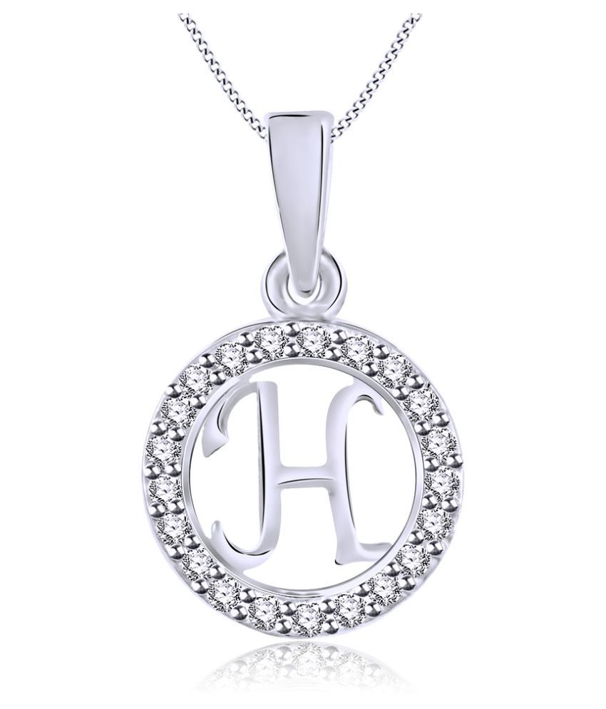 Vidhi Jewels Rhodium Plated Stylish H Alphabet Alloy Brass