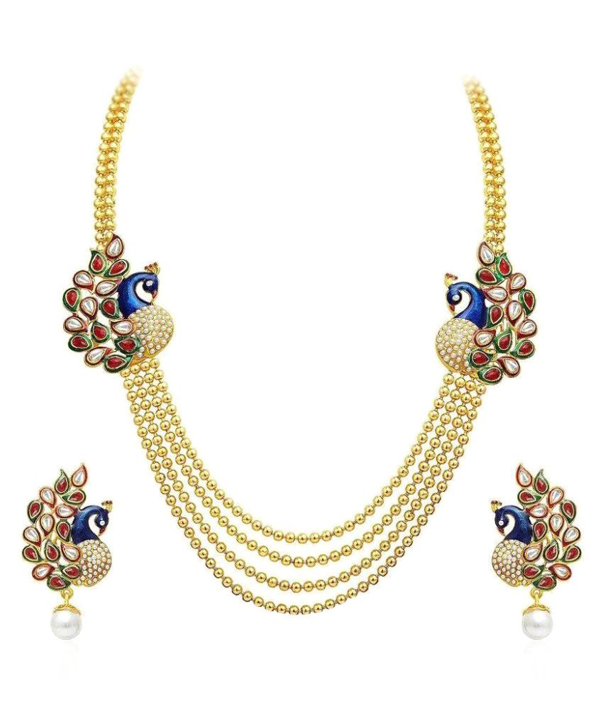     			Youbella Golden Alloy Necklace Set