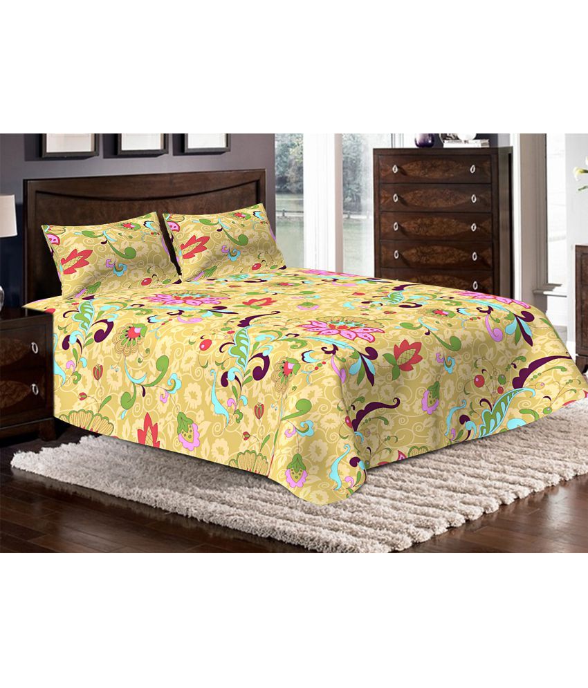 Bella Casa Double Poly Cotton Yellow Fl Bed Sheet Bella Casa Double Poly Cotton Yellow Fl Bed Sheet Online At Low Price In India Snapdeal