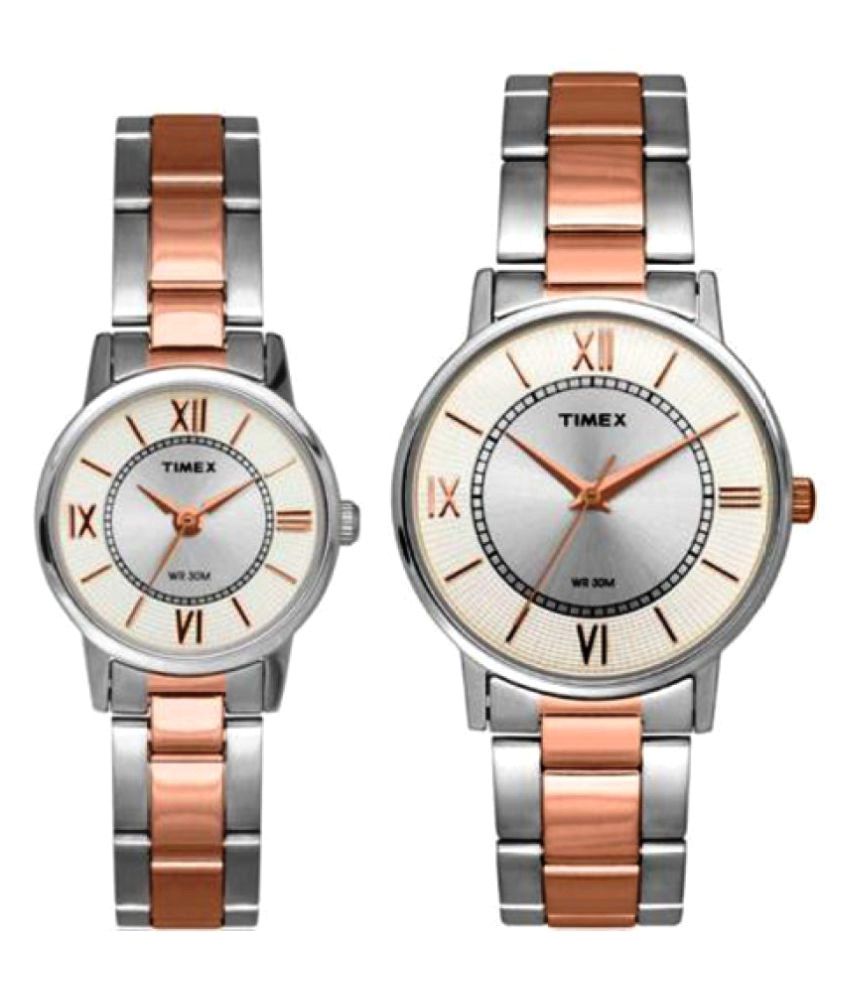 Timex Couple Rose Gold Stainless Steel Analog Watch Price in India: Buy ...