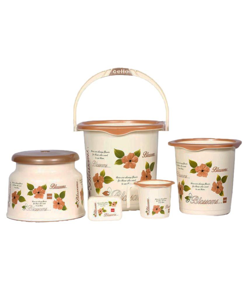 Cello Blossom Big Bathroom Set 5 pcs Brown Buy Cello Blossom Big