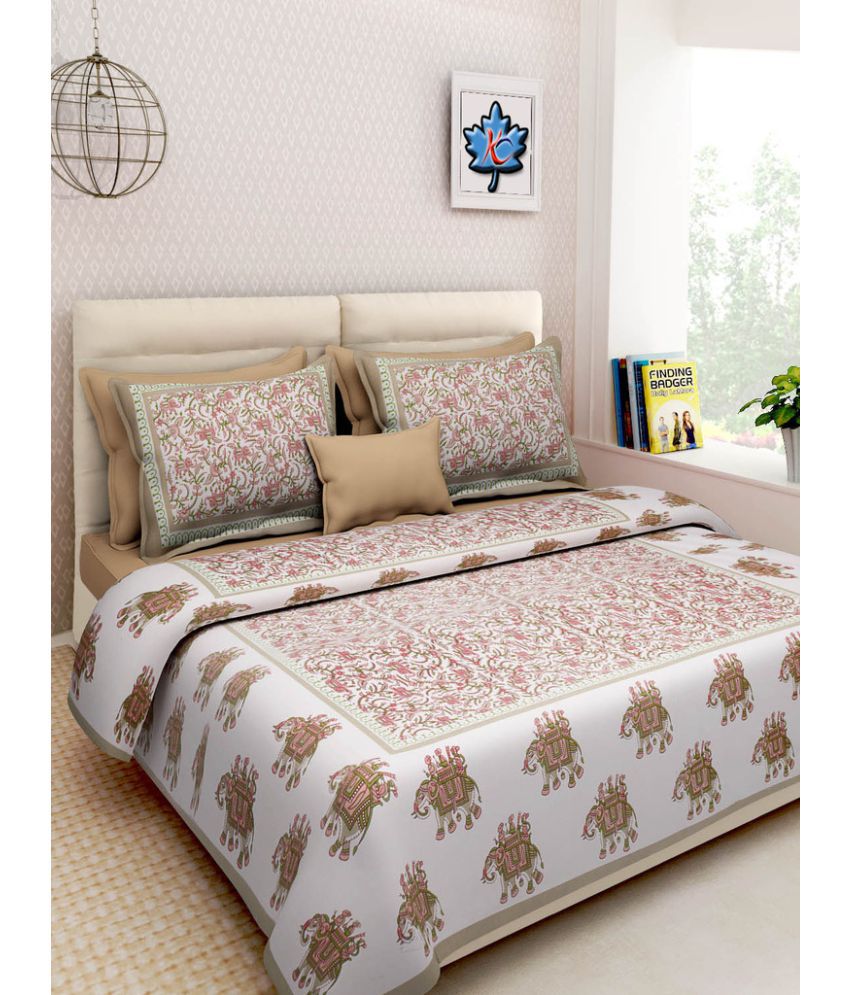     			Kismat Collection Double Cotton Multicolor Ethnic Bed Sheet