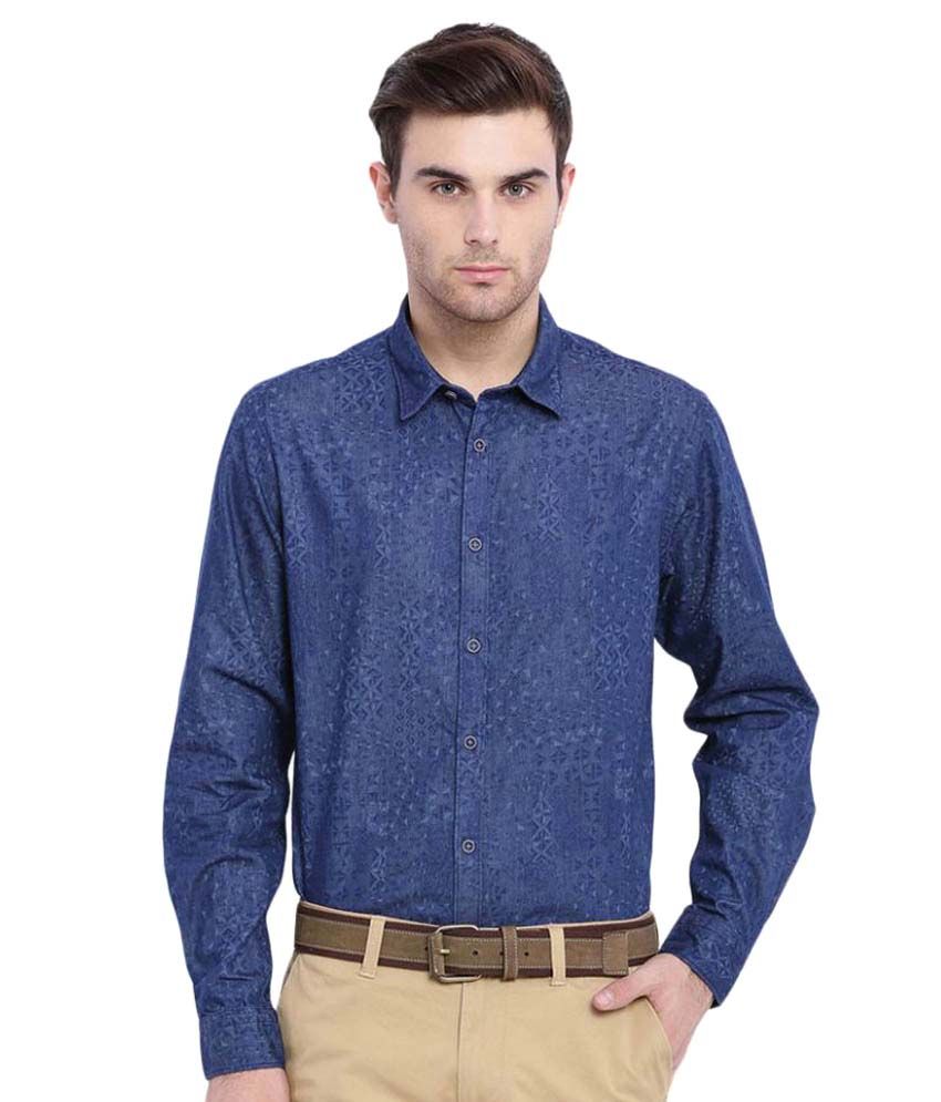 Indian Terrain Blue Formal Slim Fit Shirt - Buy Indian Terrain Blue ...