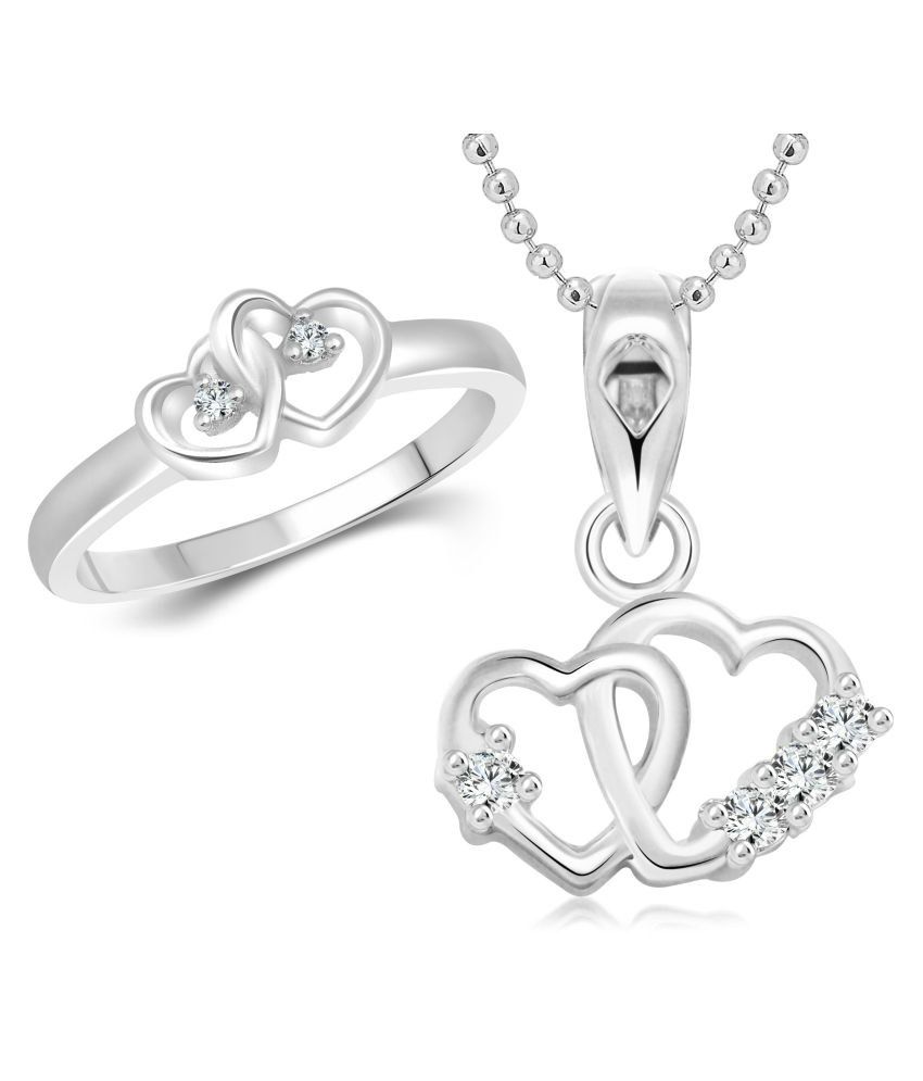    			Vighnaharta Dual Heart Ring with Pendant Gold and Rhodium Plated Combo set