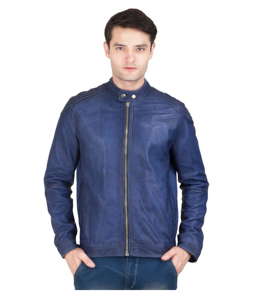 Leder Concepts Blue Leather Jacket - Buy Leder Concepts Blue Leather ...