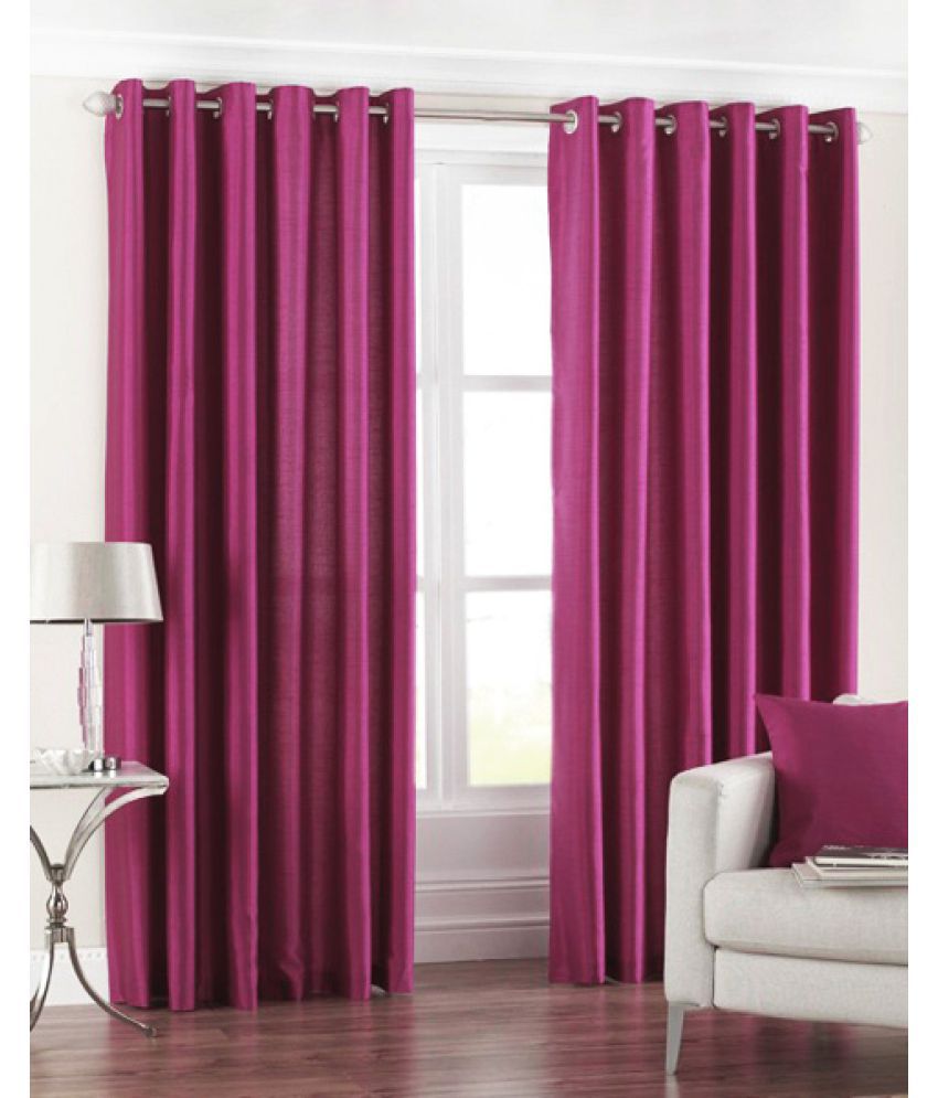     			Homefab India Plain Semi-Transparent Eyelet Window Curtain 5ft (Pack of 2) - Wine
