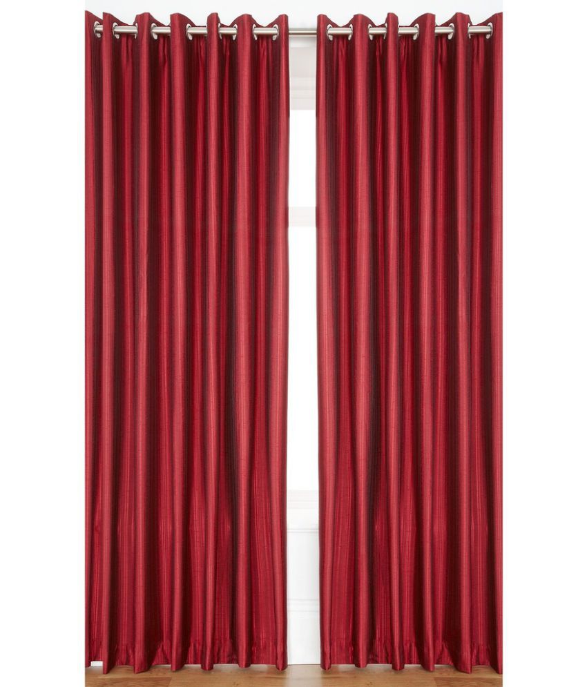     			Homefab India Plain Semi-Transparent Eyelet Window Curtain 5ft (Pack of 2) - Maroon