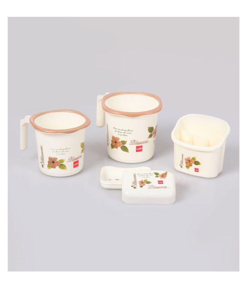 Cello Blossom Bathroom Set 8 pcs Brown Buy Cello Blossom Bathroom Set