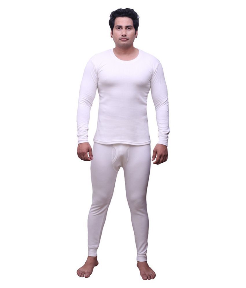     			Selfcare - White Cotton Men's Thermal Sets ( Pack of 1 )