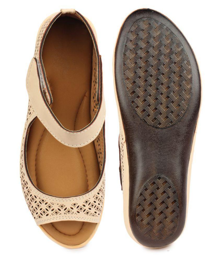 shiny beige flats
