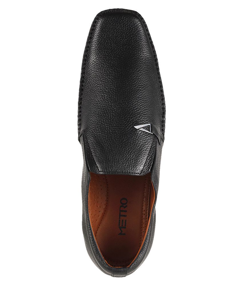 Metro Black Slip On Genuine Leather Formal Shoes Price in India- Buy ...