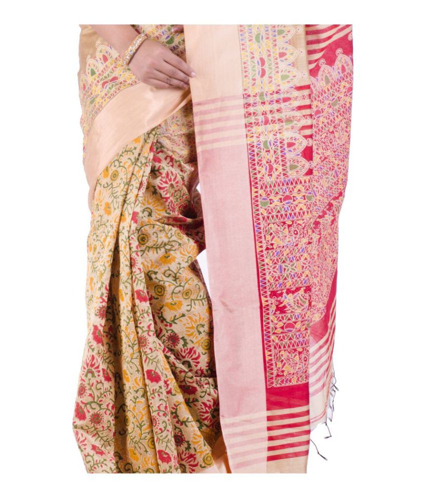 Kheyali Boutique Pink and Beige Silk Blends Saree - Buy Kheyali ...