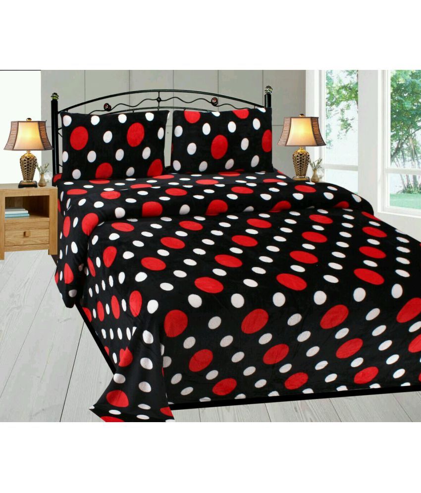Essco Fabs Double Flannel Black Polka Bed Sheet Coordinated Buy Essco