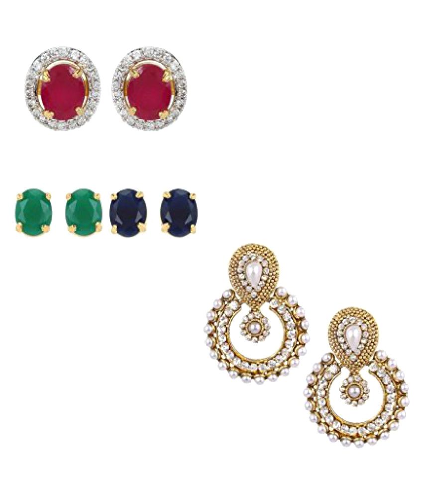     			YouBella Combo of Designer Traditional Pearl and 6 in 1 Interchangeable Earrings