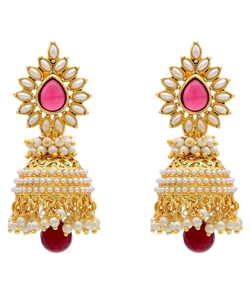     			YouBella Golden Jhumki Earrings