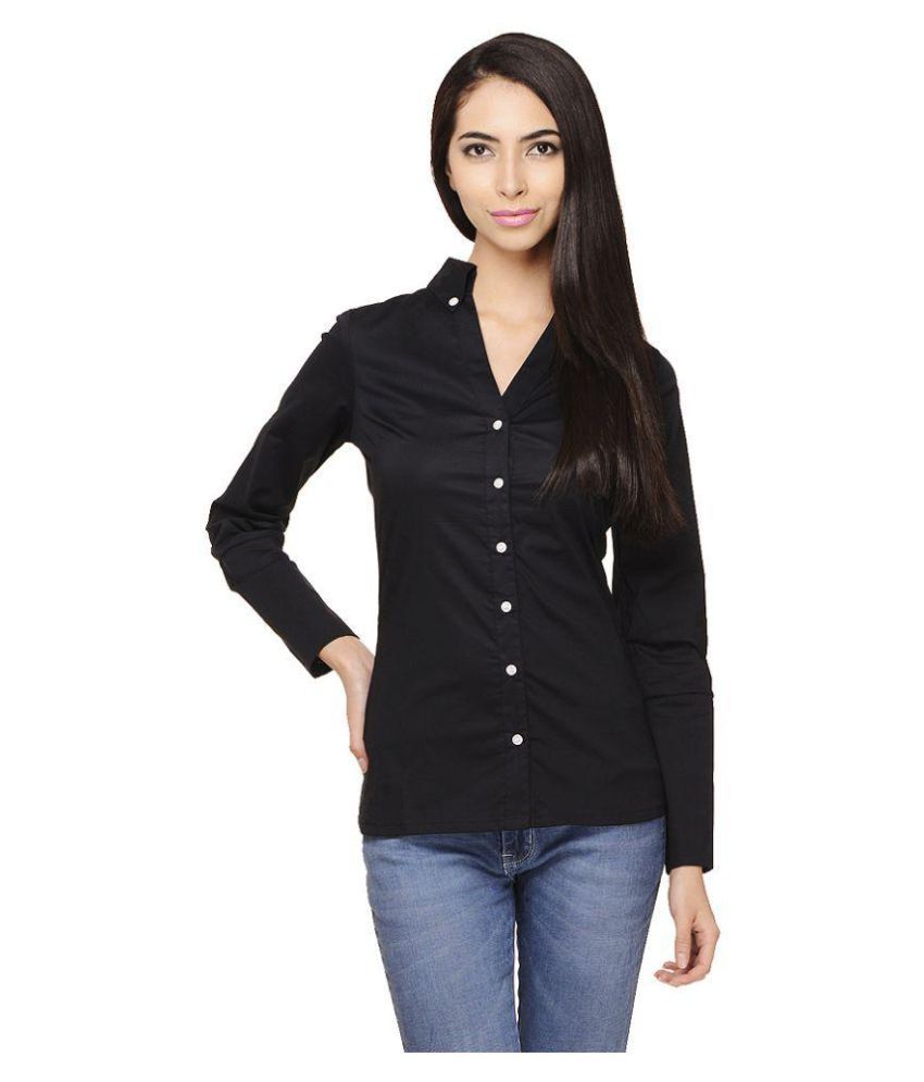 Buy Cattleya Black Cotton Blend Shirt Online at Best ...