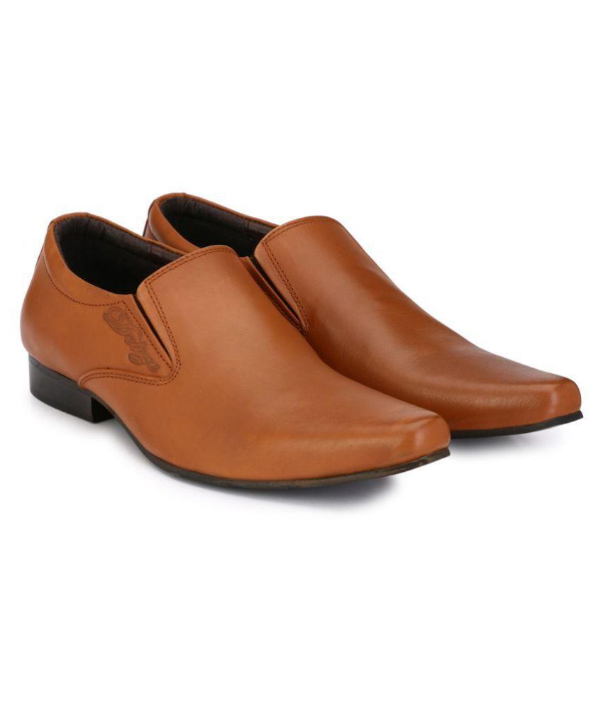Delize Tan Slip On Genuine Leather Formal Shoes Price In India Buy