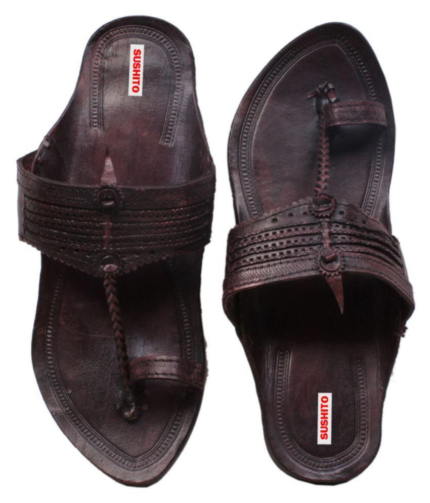 kolhapuri chappal brown