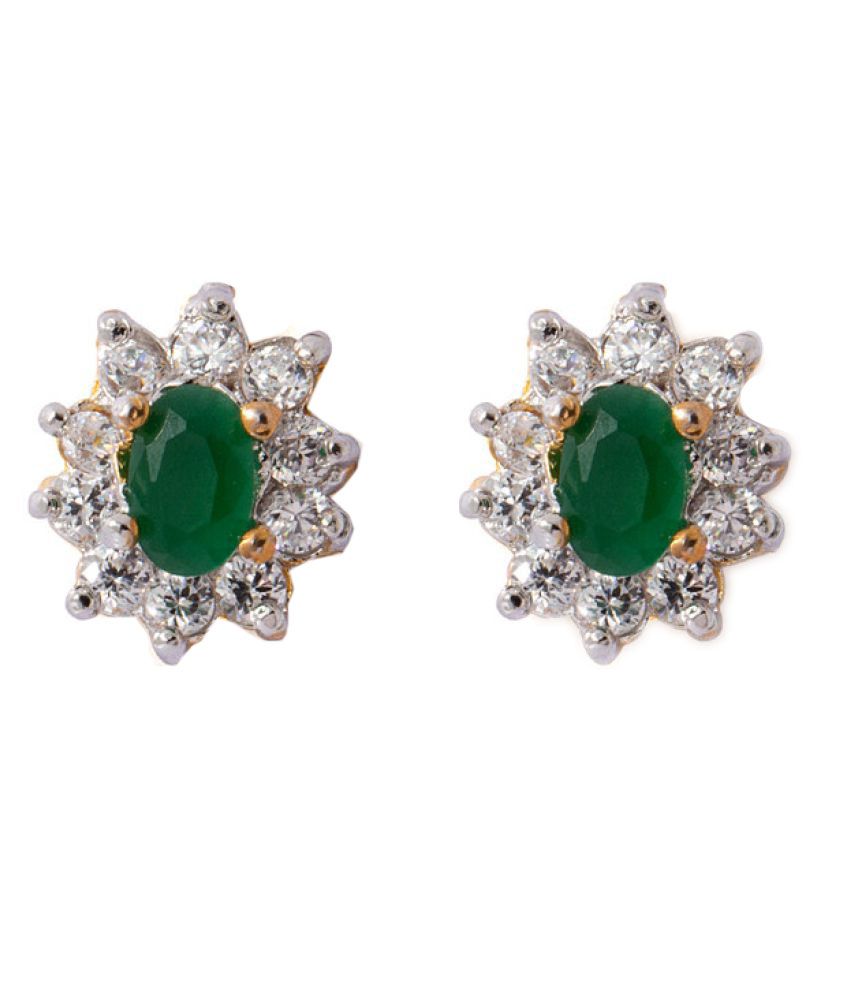 green stone diamond earrings