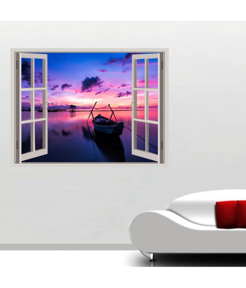     			Decor Villa Boat on the lake at a peaceful sunrise Vinyl Wall Stickers