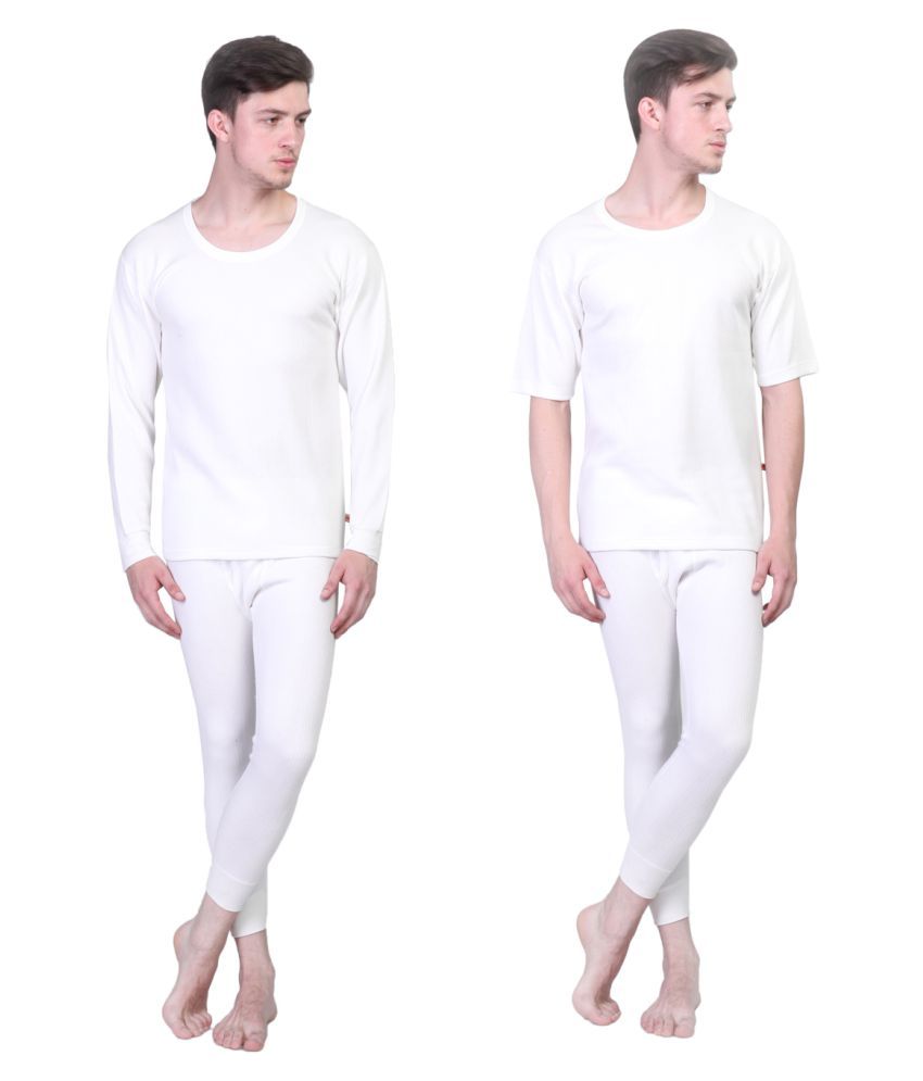     			Vimal Jonney - White Cotton Men's Thermal Sets ( Pack of 2 )