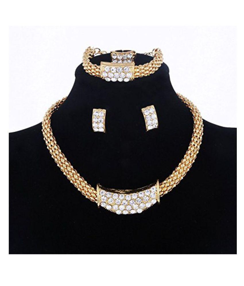 Cinderella Crystal Combo Jewellery of Choker Necklace Set / Pendant Set with Earring Ring and
