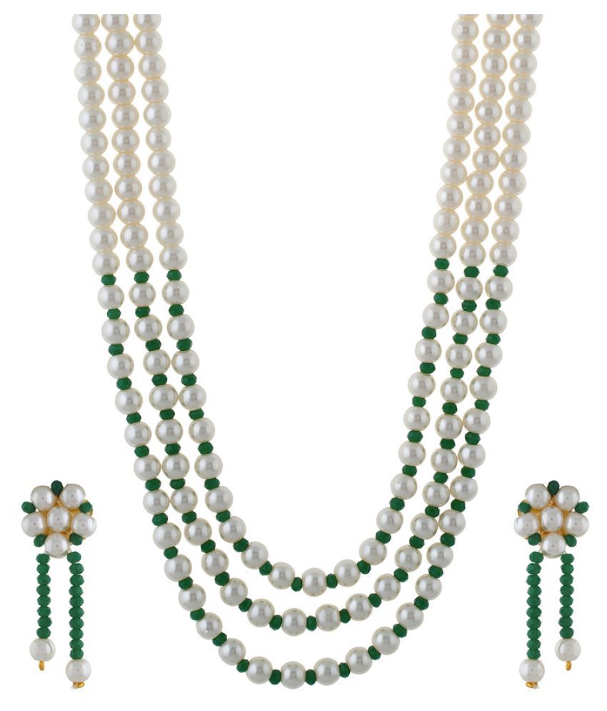     			Vishakapearlsandjewellers Pearl Multicolour Beads Three Layers Necklace Set