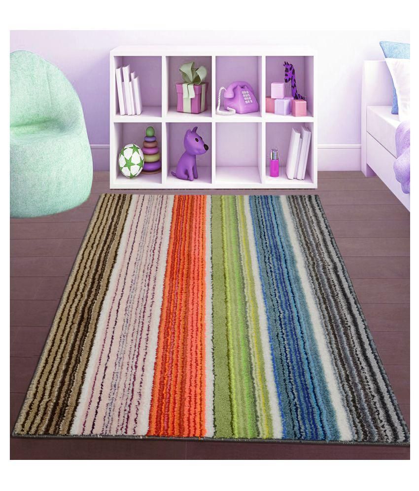     			Saral Home Multi Polyester Carpet Stripes