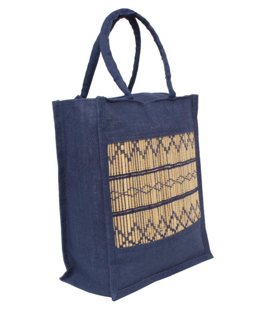 Saffron Craft Jute Blue Lunch Bag - Buy Saffron Craft Jute Blue Lunch ...