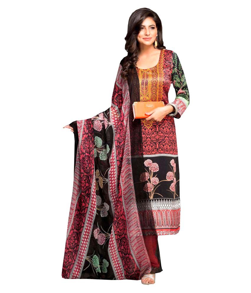 Alicolours Multicolor Embroidered Woolen Dress Material - Buy ...