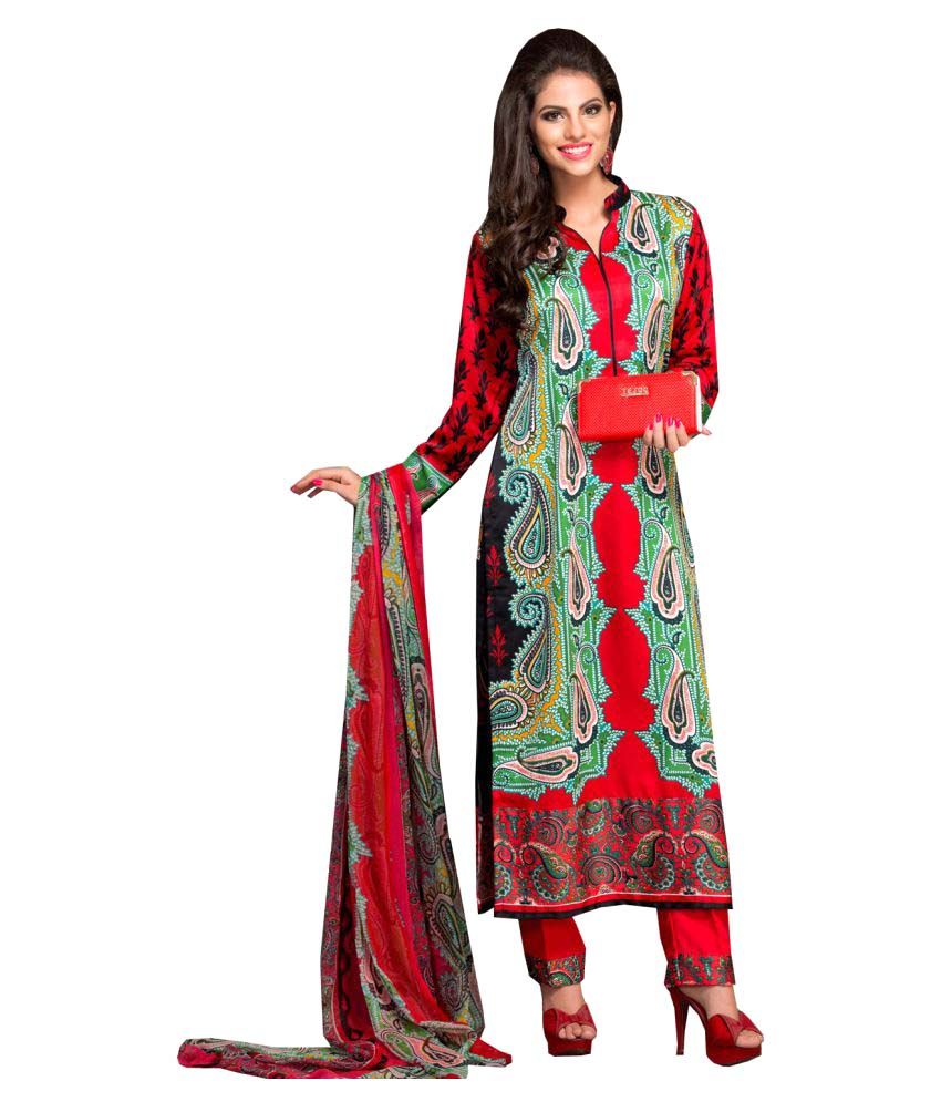 Alicolours Multicolor Embroidered Woolen Dress Material - Buy ...